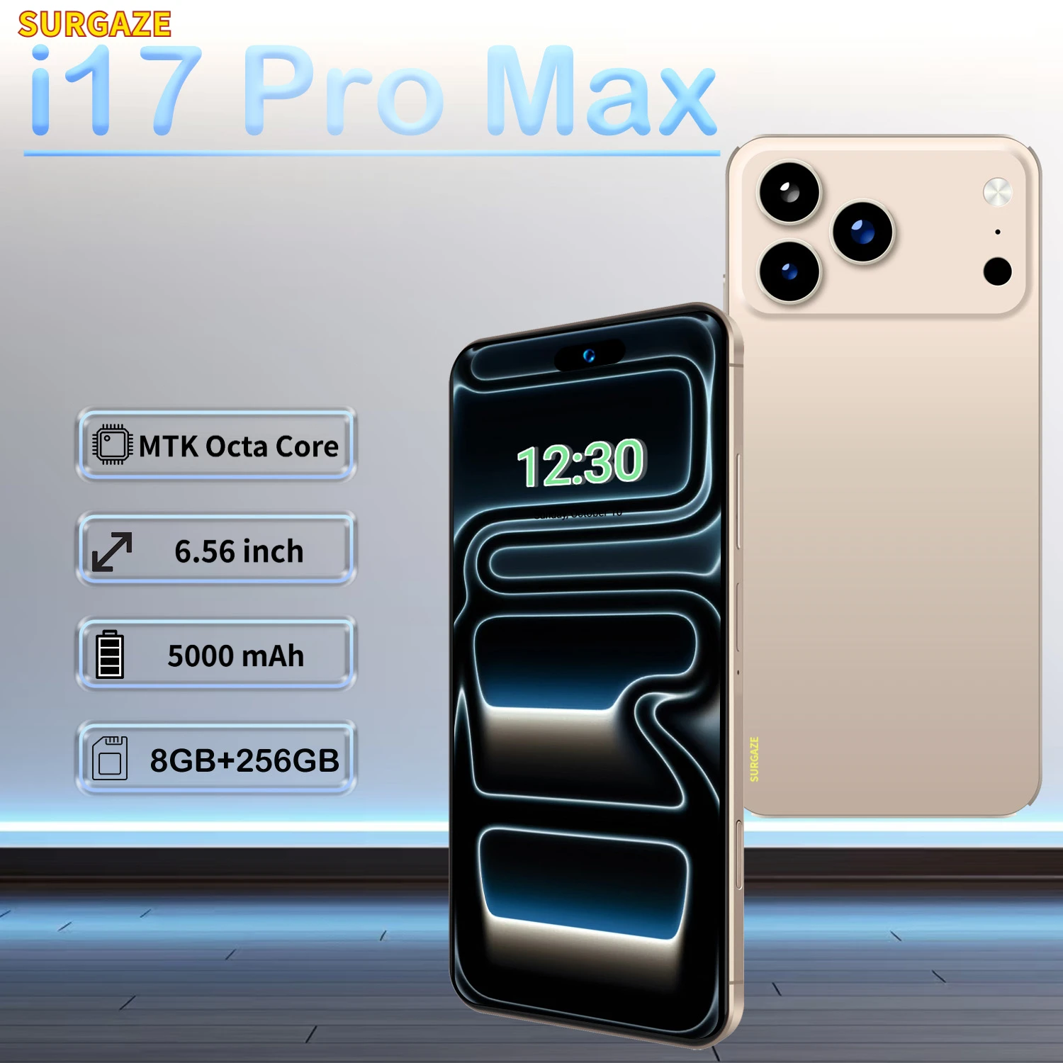 SURGAZE New i17 Pro Max Smartphone Android12 System 5000mAH 12GB+512GB 6.56Inch 24+48MP 5G Network Mobile Phone Global Version
