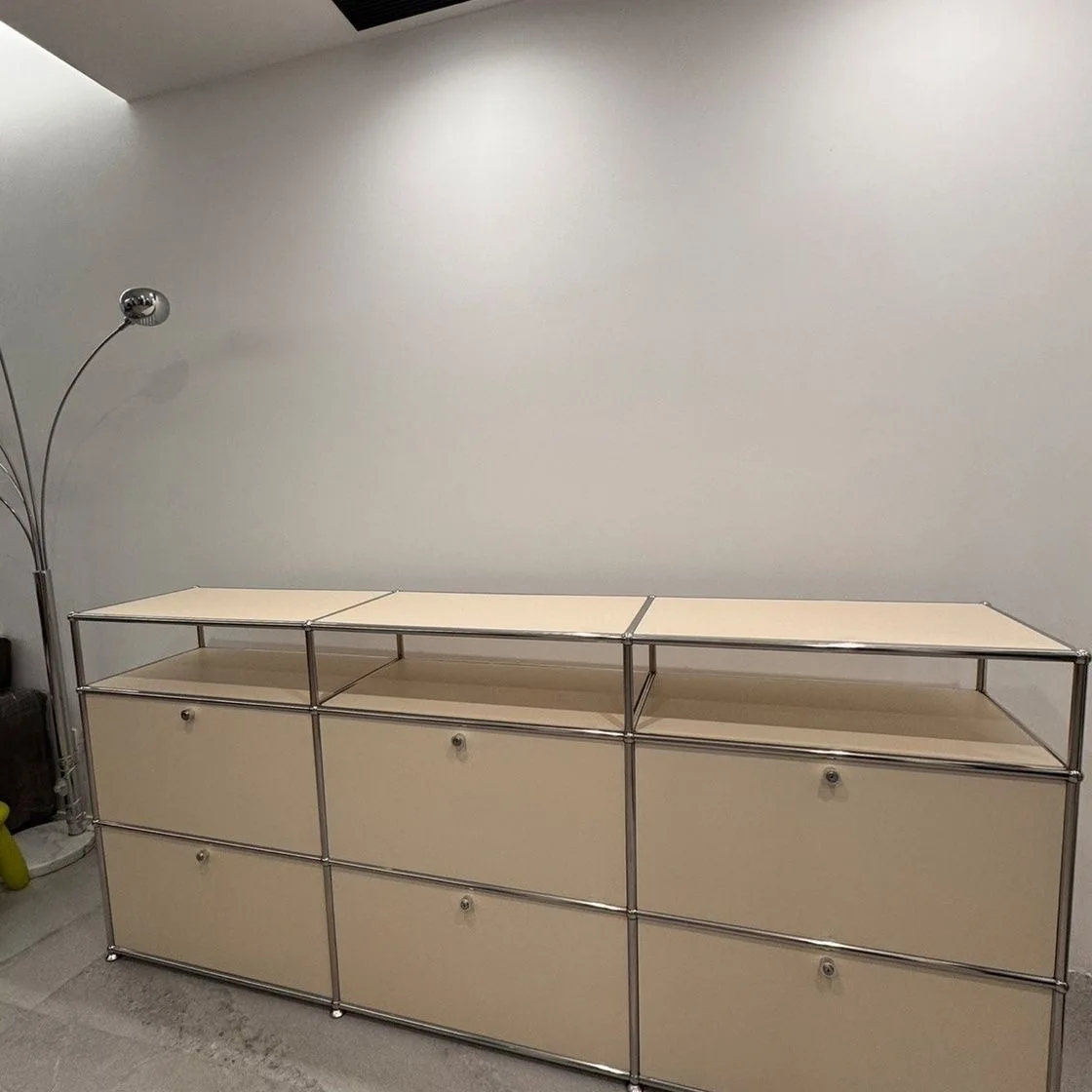Modern Module Living Room Cabinet Stainless Steel TV Cabinet Storage Combination Sideboard Chest of Drawers Customizable Wooden