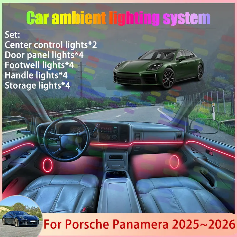 

For Porsche Panamera 976 Chassis G3 2025 2026 MK3 2/18 in 1 Car Atmosphere Light Lamp RGB Shade Ensemble Streamer Atmosphere Set