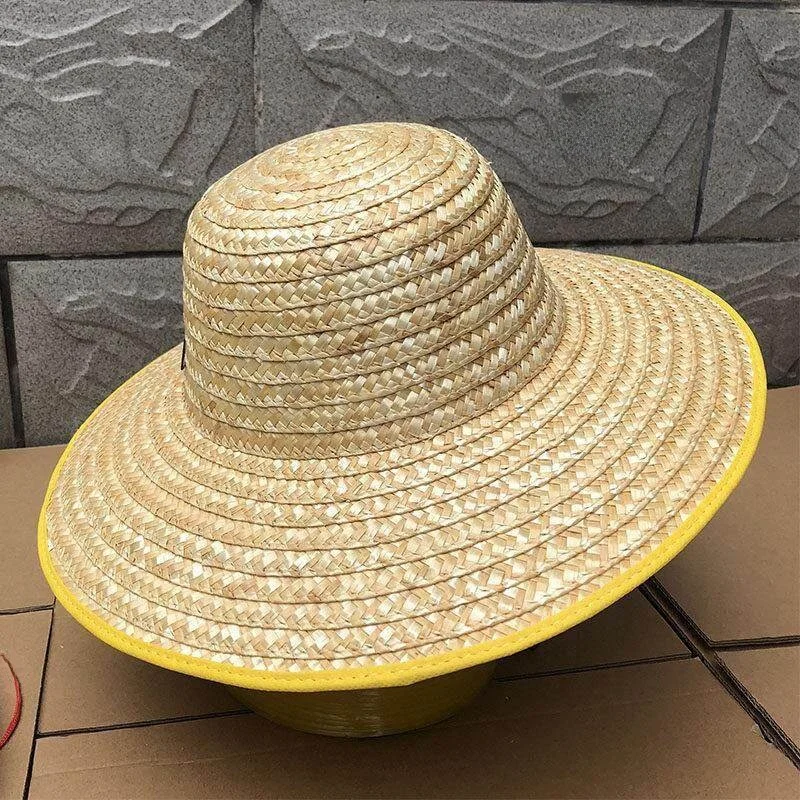 Handmade Summer Farming Sun Protection Straw Hat Large Brim Fishing Cap Outdoor Agricultural Shade Hat Breathable Field Style