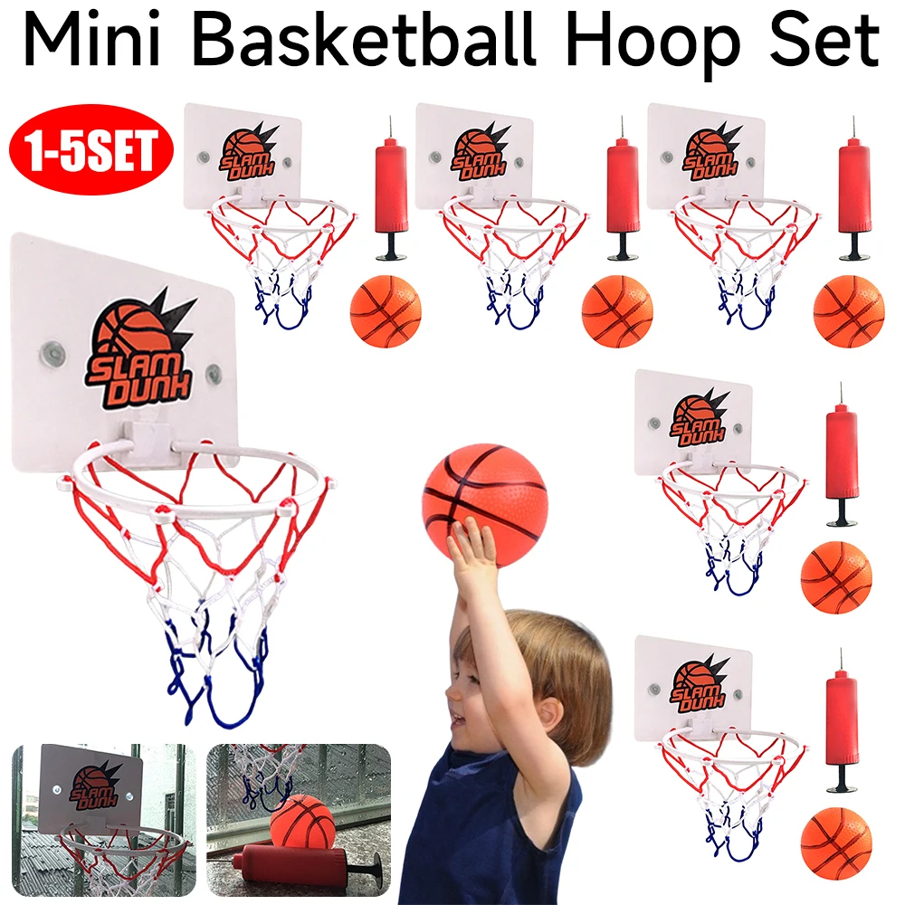 1-5Set Mini Basketball Korb Set Kinder Lustige Spiel Hause Sport Wand Hängen Korb Pumpe Mit Ball Und aufblasbar Für Indoor Outdoor