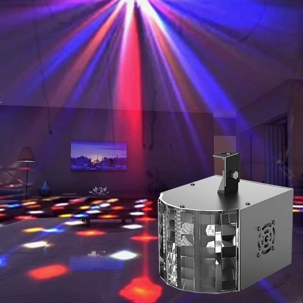 KTV Laser Light LED Butterfly Effect Stage Light RGB Sound Activated Strobe Flash Beam Lamp Indoor Disco DJ Party Atmosphere