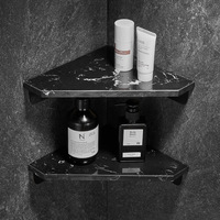 Marble Bathroom Corner Shelf Aluminum Wall Mounted Bathroom Storage Shelf Oraganizer Shower Shampoo Holder Black White Shelf