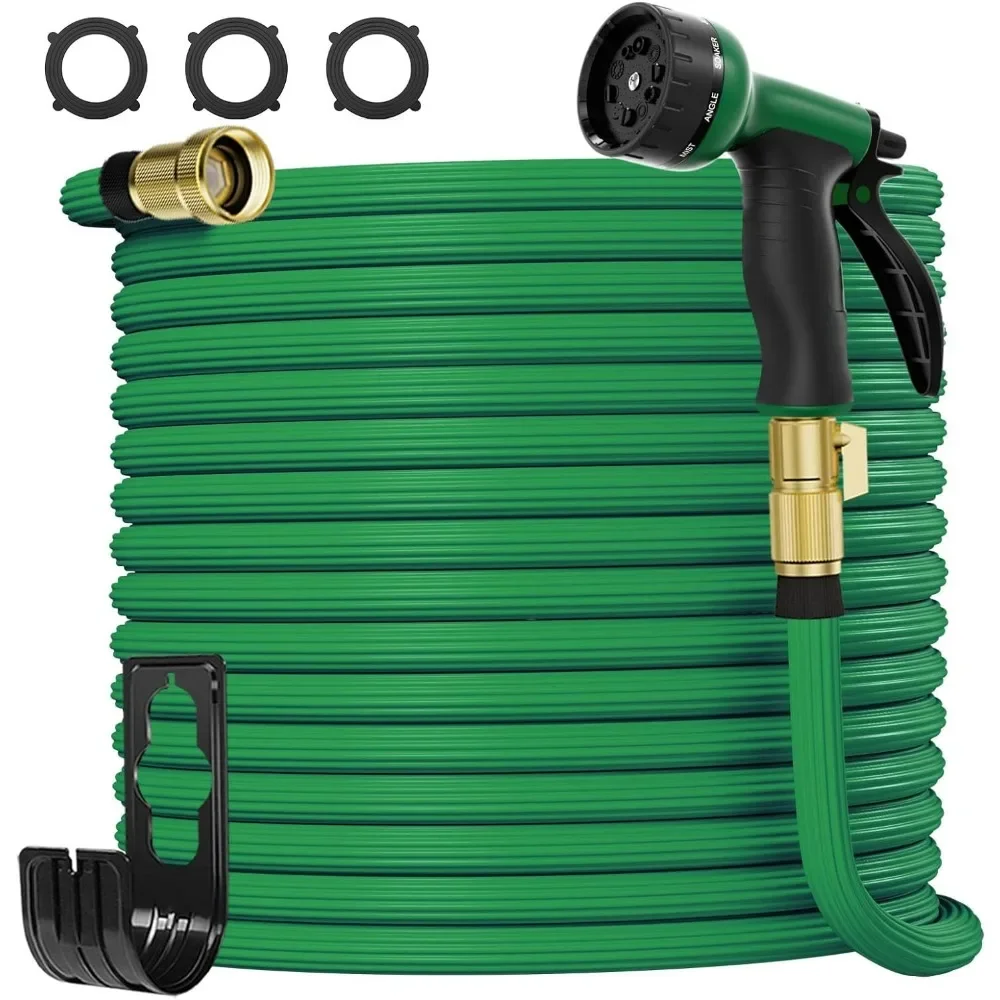 

Garden Hose 100ft with 10 Function Spray Nozzle, 3/4" Solid Brass Connectors, Expandable Garden Hose