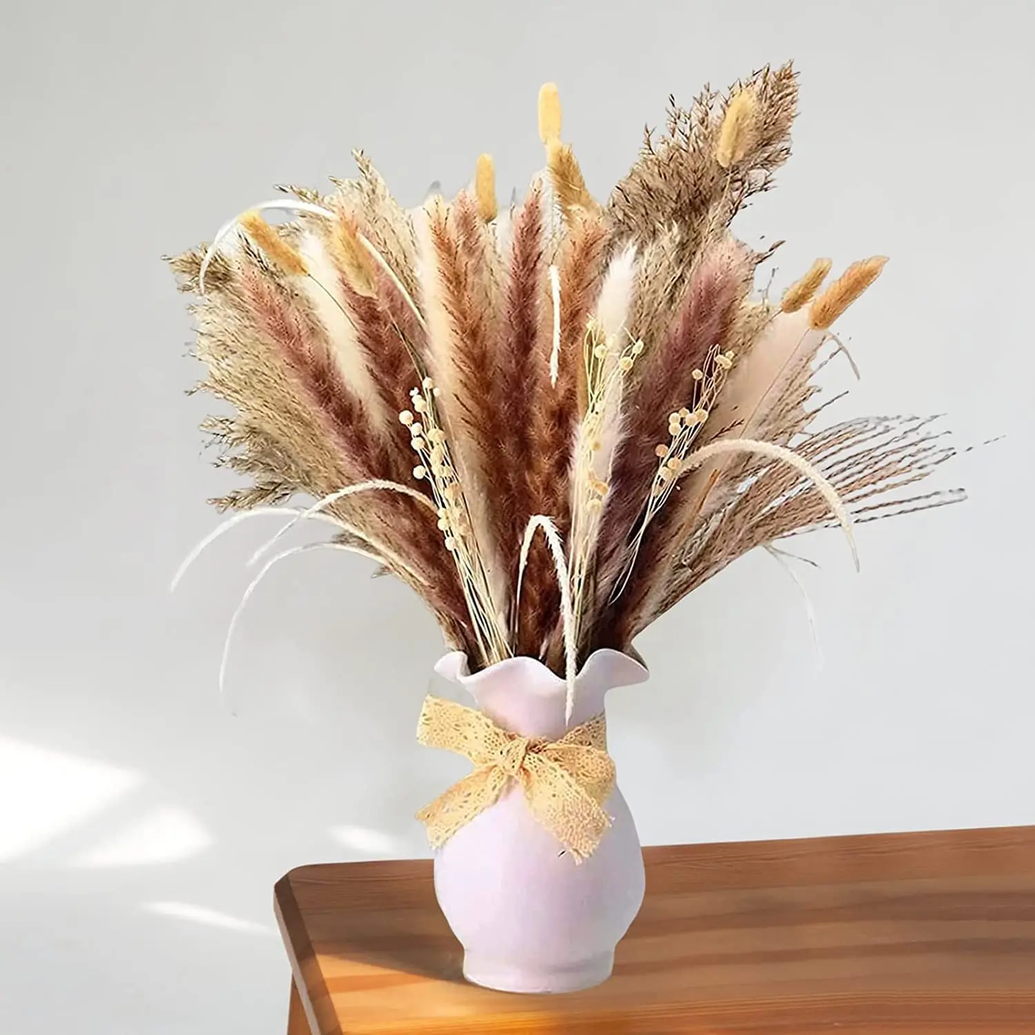 

70PCS Pampas Natural Dried Flowers Bouquet Pampa Grass Bouquet Phragmites Boho Home Decor Bouquet Wedding Trockenblumen Pampa