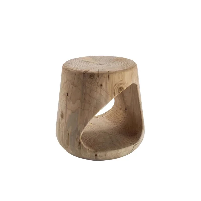 Nordic log creative solid wood pier, simple low stool round root carving B & B ornament