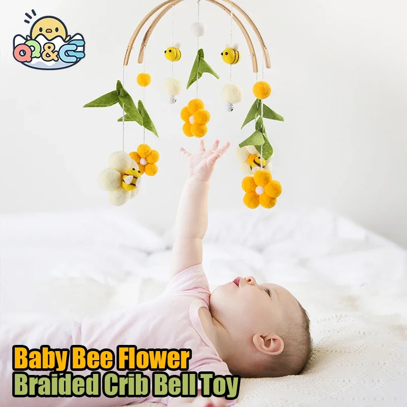 Baby Wooden Bed Bell Bracket Mobile Hanging Rattles Toy Hanger Baby Crib Mobile Bed Bell Wood Toy Holder Arm Bracket