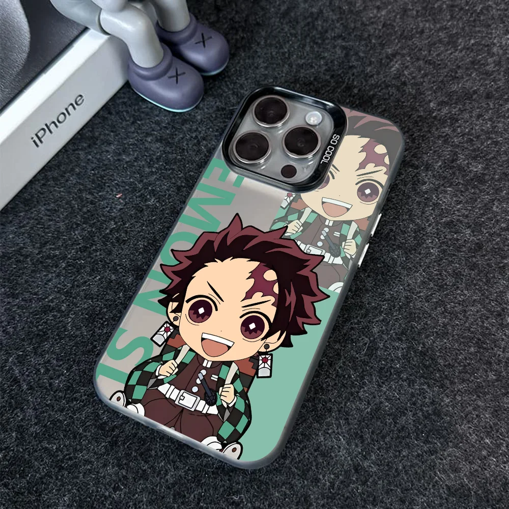 Demon Slayer Kamado Tanjirou Phone Case IMD Color Silver Shell For IPhone 16 15 14 13 12 Pro Max Plus