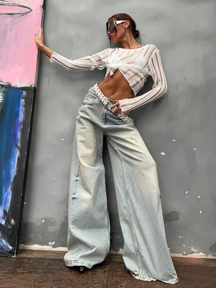

Women's Wide Leg Full-Length Trousers, High Street Pants, Summer Sprint, Hot, 2024