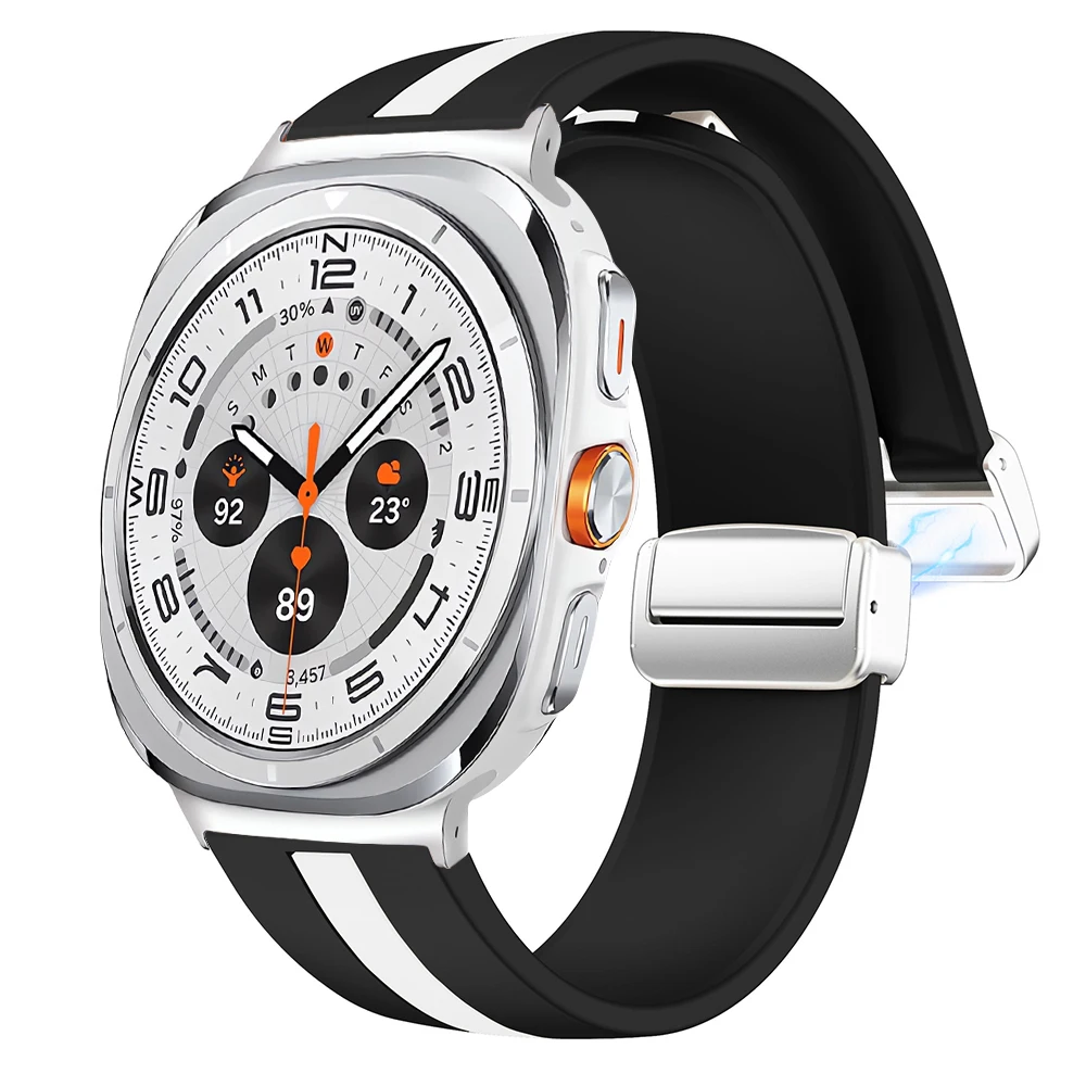 Correa deportiva de silicona magnética sin huecos para Samsung Galaxy Ultra 2025 2/1 47mm, ajuste rápido para reloj 8 Classic 46mm 8 40mm 44mm