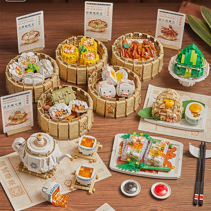 Loz Cantonese Refreshments Zongzi Glutinous Rice Chicken Dim Sum Building Block Diy Chinese Traditional Food Toys For Kids Gifts