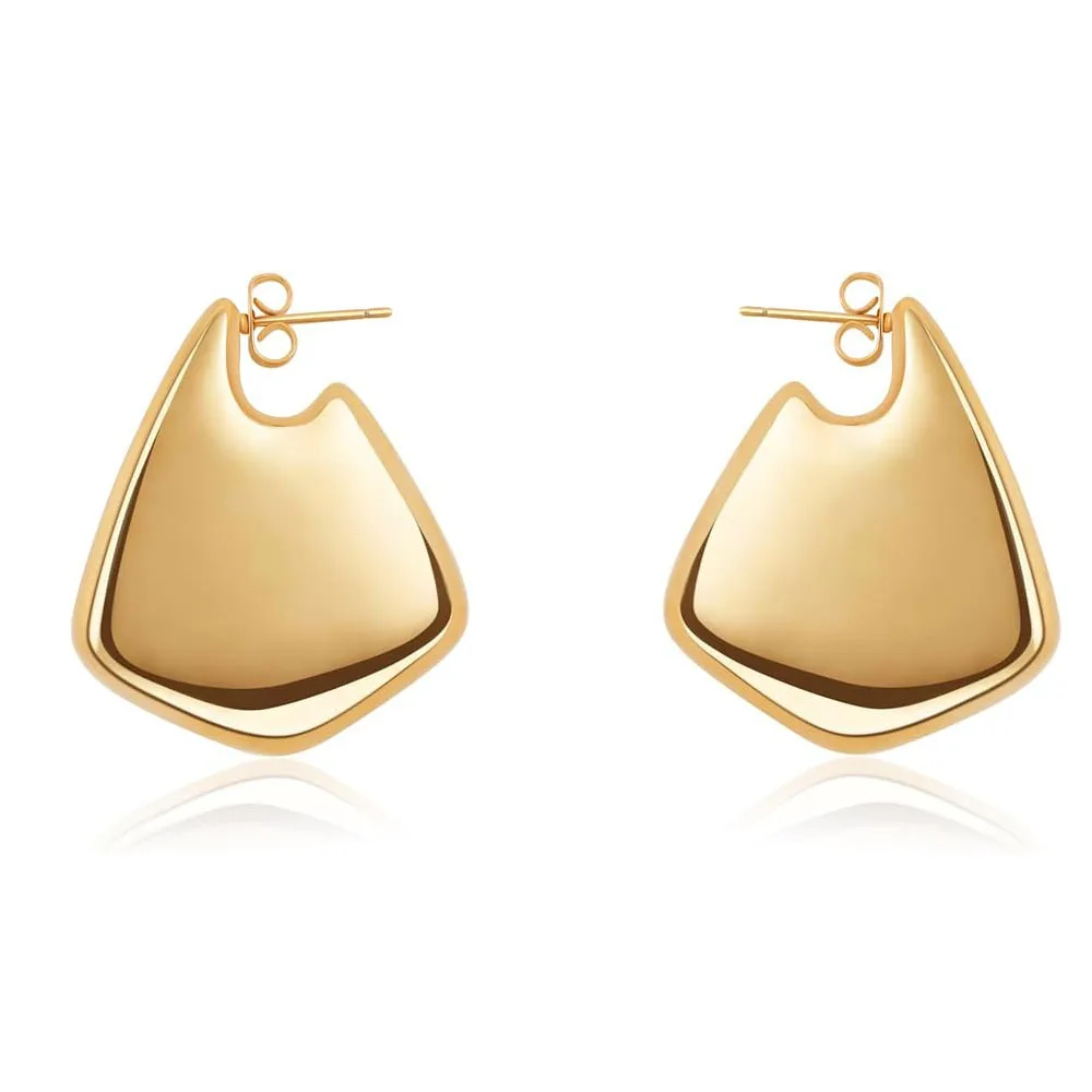 New metallic luster water drop earrings Golden irregular geometry Fashionable and simple pattern Jewelry party gift 2024