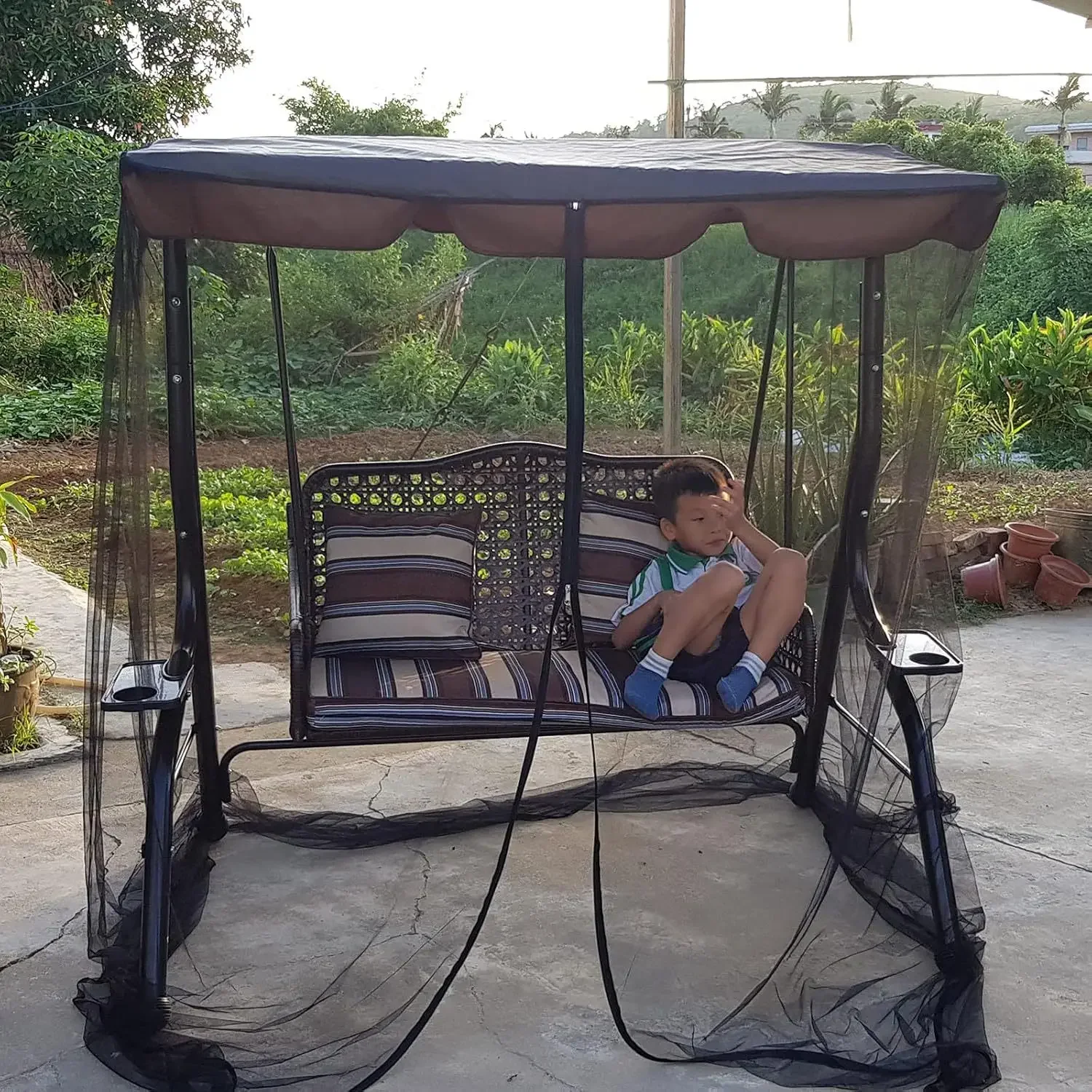 Summer swing garden mosquito net outdoor camping single double mosquito net courtyard rocking chair waterproof tent