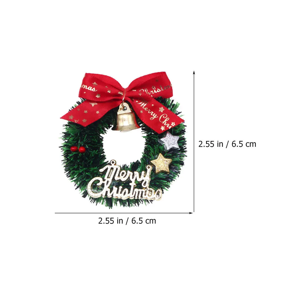 

5Pcs Mini Christmas Wreath Bow Hanging Garland Artificial Decorative Xmas Craft Decor Mini Christmas Wreath