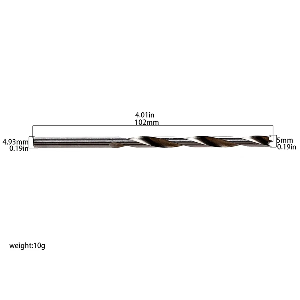 Drill Bits 5mm Dia Straight Round Shank Drill Metric Point Spiral Twist Drill Bits for Carpenter Woodworking