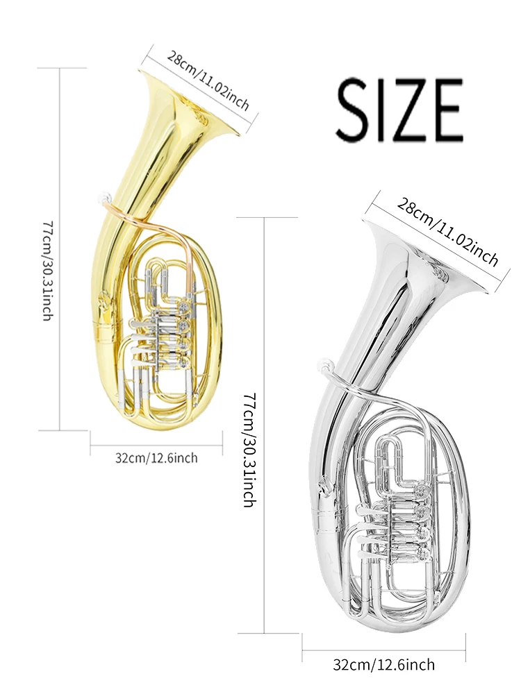 SLADE 4 Keys Euphonium with Flat Key on Bass Horn Phosphor Bronze Color Brass Body 4 Flat Keys Euphonium Brass Instrument Parts