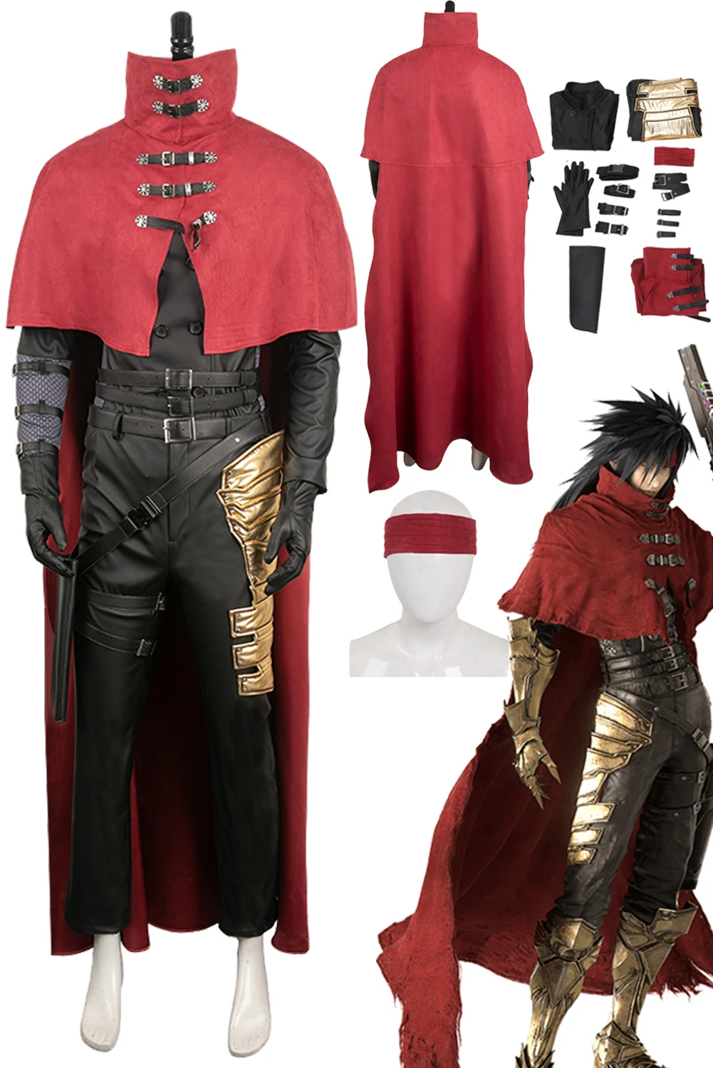 Anime Game Final Fantasy Cosplay Vincent Valentine Costume Outfits Halloween Carnival Disguise Roleplay Suit For Men Male Adult