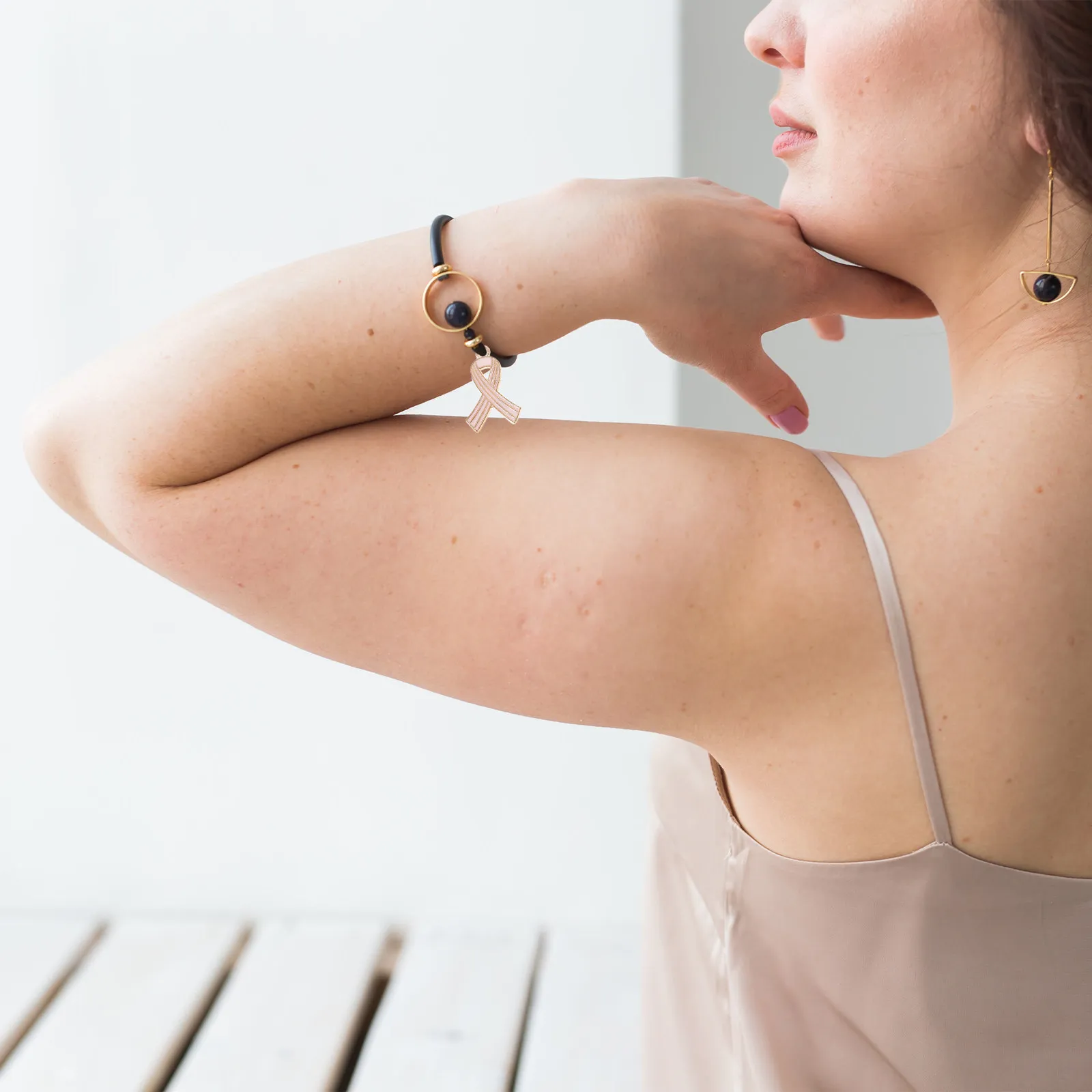 

26Pcs Jewelry Charms Aids Awareness Ribbon Pendants Small Metal Ribbons for DIY Crafts Hanging Decorations for Bracelets