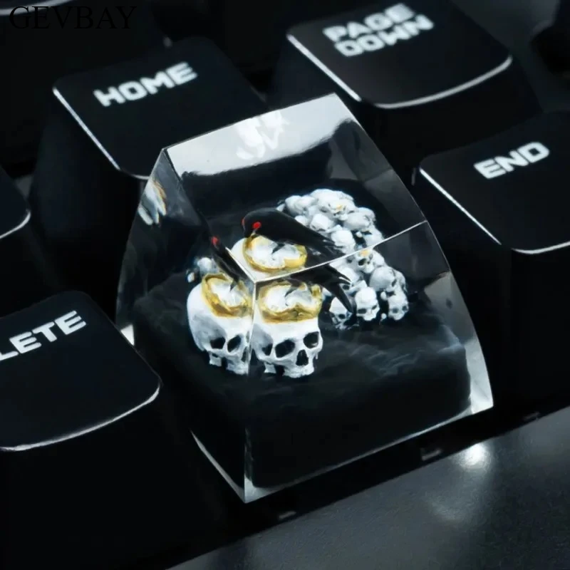 Creative Translucent 3D Skull Crow ESC Keycap Cherry Cross Axis Mechanical Gaming Keyboard Decor Gift