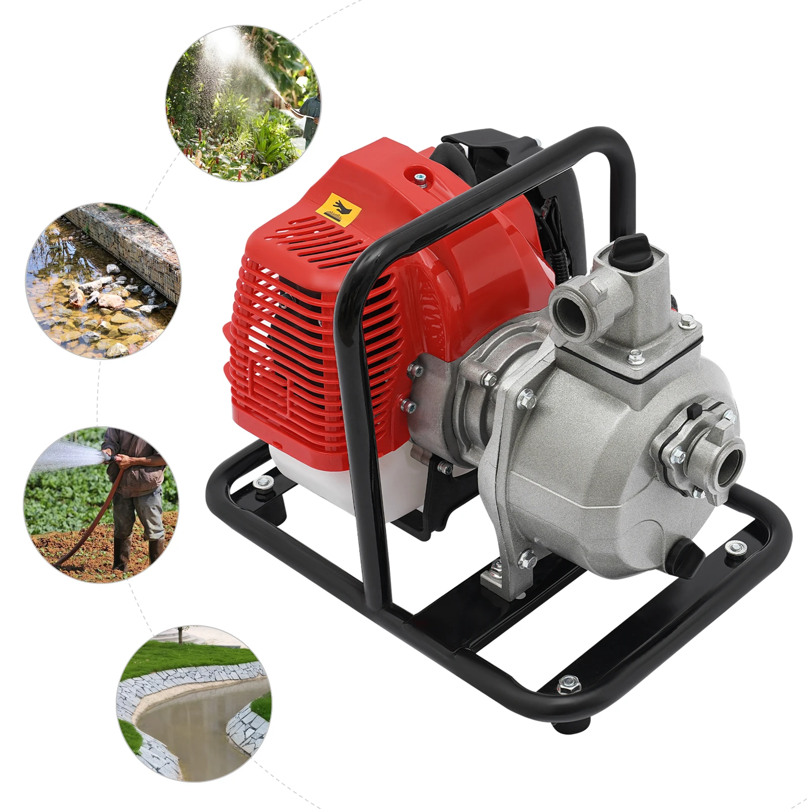 

2 Stroke 43cc Water Pump Gasoline Transfer Pump 1.2 L Tank Air Cooled for Drainage Irrigation 20000 l/h