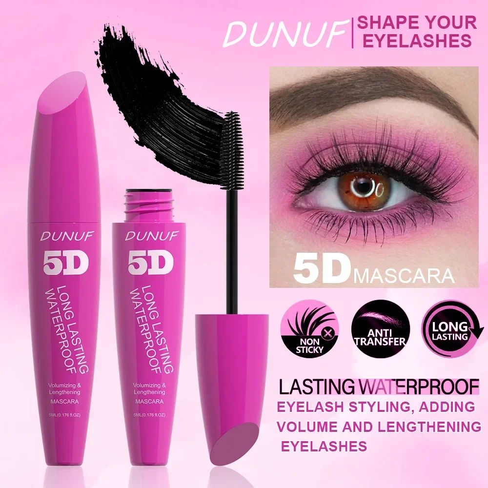 DUNUF 5D Silk Mascara con occhi grandi forte e duraturo contenuto nero lunghezza Mascara prolungato impermeabile Non agglomerante