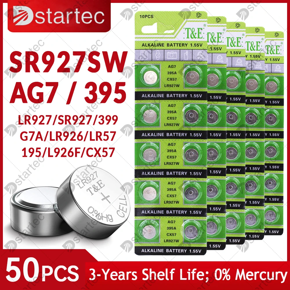 Dstartec-ボタン付きのおもちゃ用時計バッテリー,コイン付き時計用,1.55v,sr927sw l927f lr57 395 399,水銀フリー