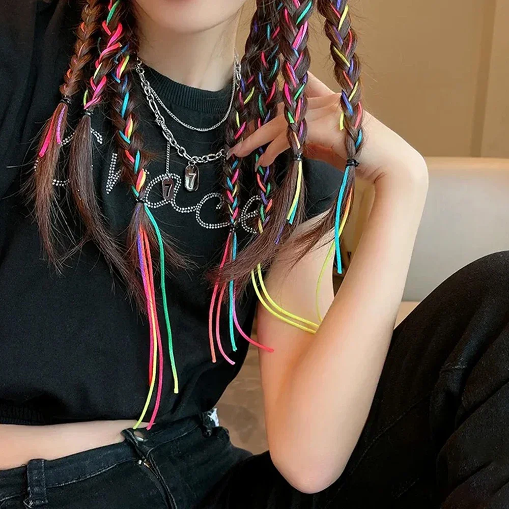 20Pcs Colorful Girls Hair Braids Rope Strands for African Braids 90CM Girls DIY Ponytail Braids Women Styling Hair Accessories