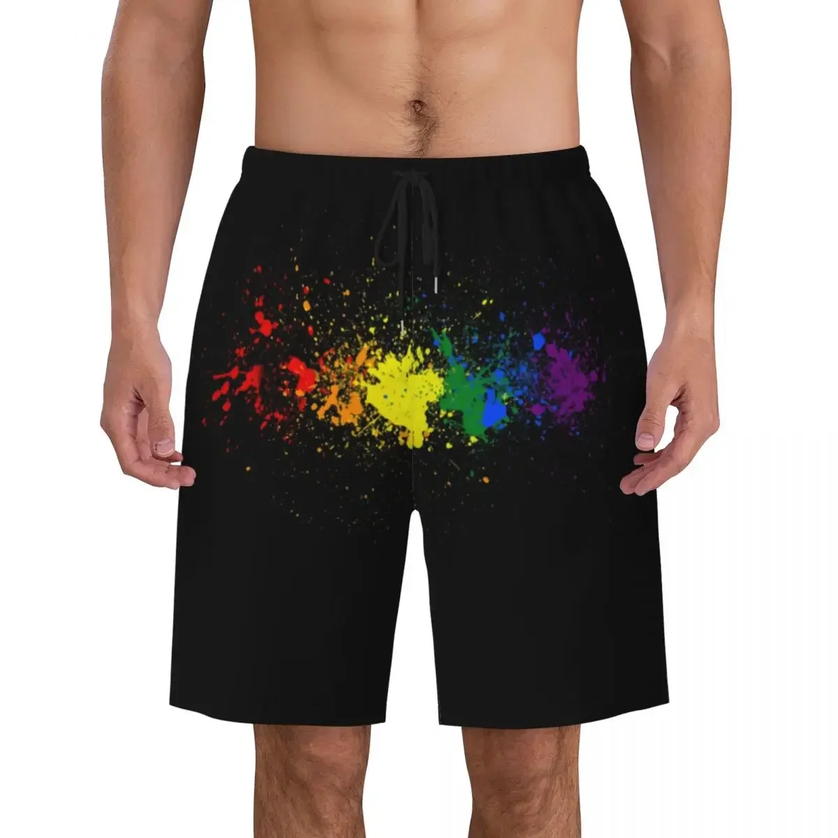 Rainbow LGBT Lesbian Print Men's Swim Trunks Quick Dry Beachwear Beach Board Shorts Gay Pride Boardshorts