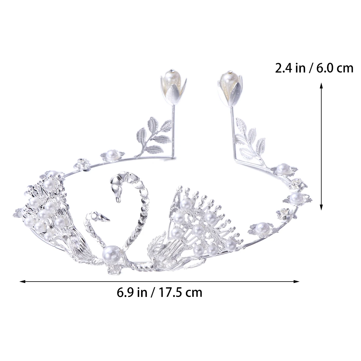 

Pearl Headband Cake Tiara Crown Wedding Topper Alloy Swan Silver Crown Bridal Accessories Prom Party Decorations