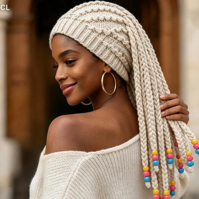 AttireTroveUnisex False Braid Dreadlock Wig Beanie Caps Knit Braid Hat Handmade Crochet Hat Rasta Jamaica Cosplay Party Headwea