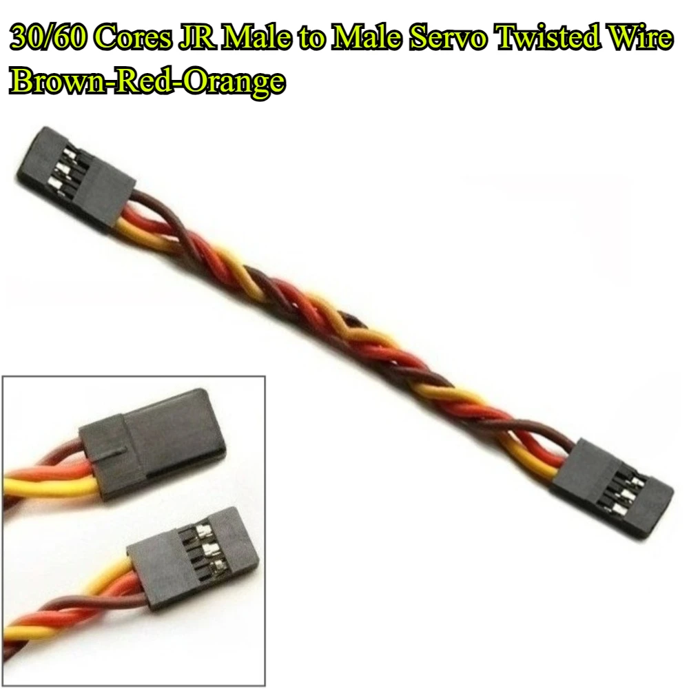 5/10/15/20/25/30/40/50/60/100cm macho para macho servo cabo de extensão fio torcido 30/60 núcleos para jr servo helicóptero carro parte brinquedo