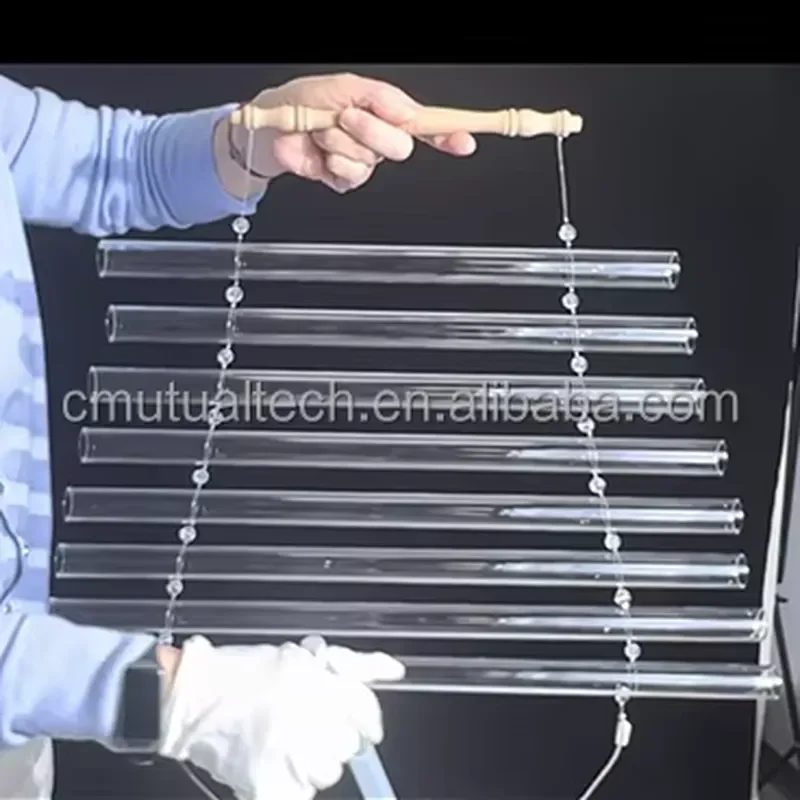Natural Quartz Crystal Wind Chimes Clear Singing Bells Rocking Sticks Sound Therapy Instrument for Home Garden Decoration