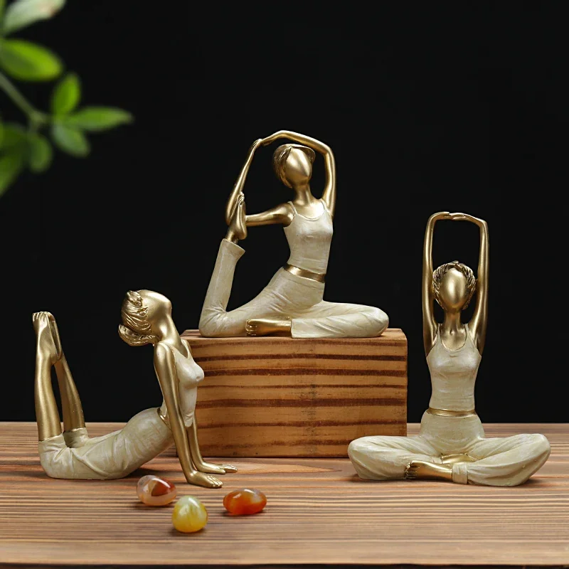 

Yoga Figure Resin Ornaments Simple Modern Home Decoration Crafts Set Coffee Shop Living Room Wine Cabinet 3-piece Gift Set