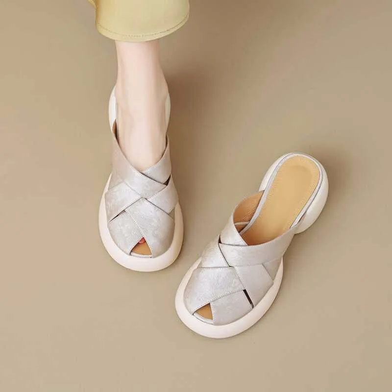 Kobiety Mules Shoes Casual Cozy Low Heels Slippers Walking New Sandals 2024 Summer Slingback Flip Flops Dress Brand Mujer Slides