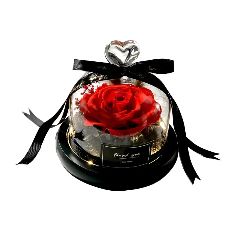 Beauty and the Beast Save Valentine\'s Day Gift Exclusive Glass Rose Dome Light Timeless Real Rose Mother\'s Day Gift