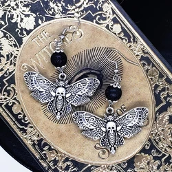 DEATHS HEAD MOTH Goth Earrings Cool Insect Earrings for Samhain,Creepy Novelty Halloween Earrings,Goth Jewelry for Birthday Gift