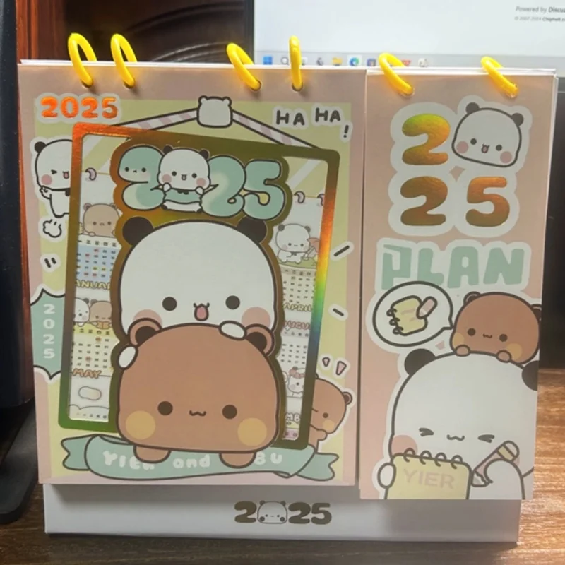 2025 Limited Edition Mitao Cat Calendar Lunar Desktop Anime Peripheral Cute Work Calendar Honey Peach Grey Cat Bubu And Dudu Gif