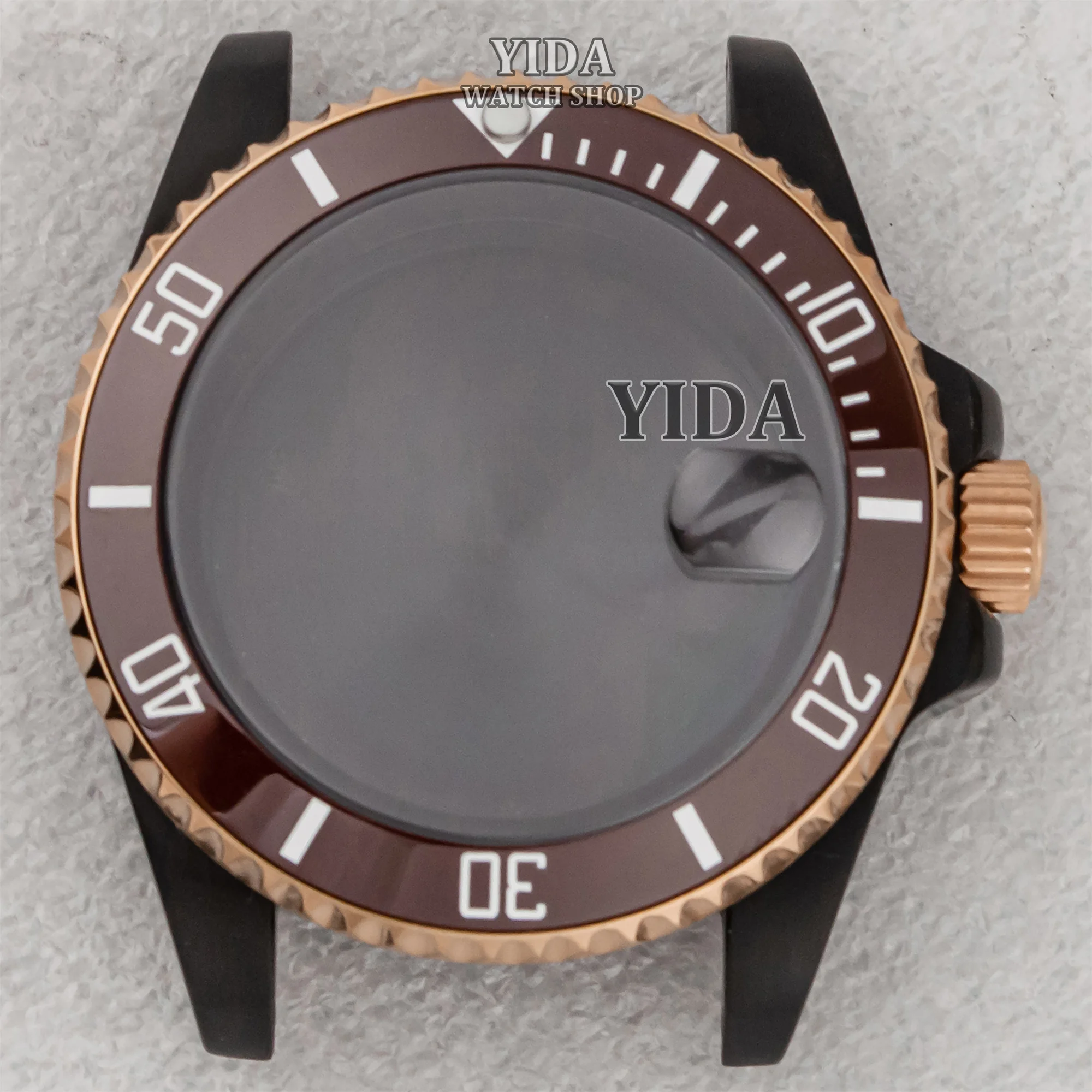 40 مللي متر حافظة ساعة سوداء 316L الفولاذ المقاوم للصدأ الياقوت الزجاج السيراميك الحافة ل NH34 NH35 NH36 الحركة التلقائية الفرعية GMT أجزاء وزارة الدفاع #5