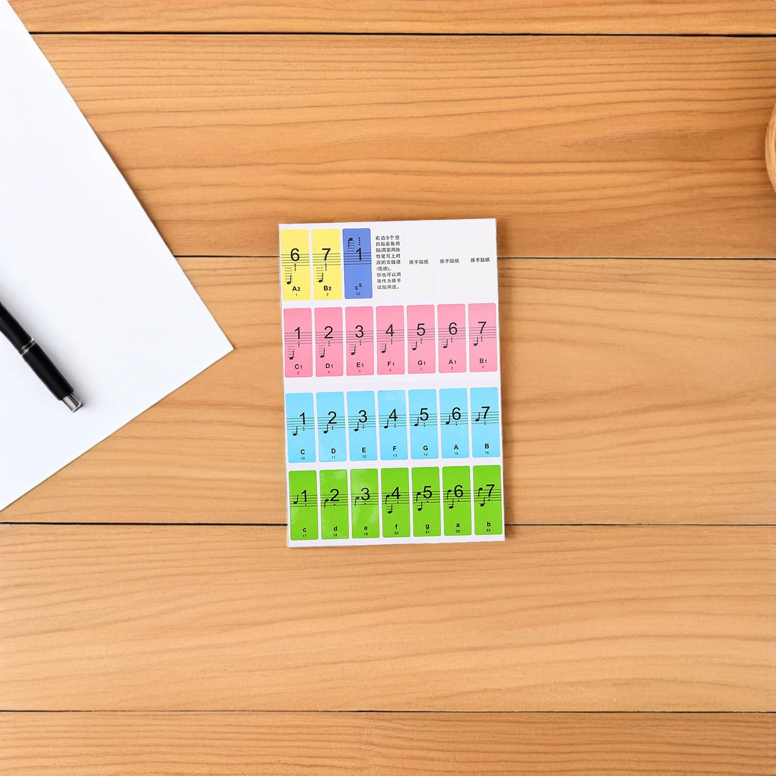 

3 Sheets Colorful Keyboard Stickers for Piano Keys Removable Labels Beginner Note Guide for Electronic Digital Pianos