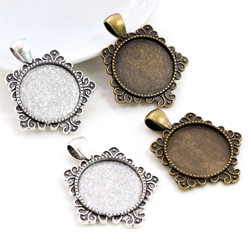 10pcs 20mm Inner Size Rhodium Antique Silver Plated Bronze Rose Gold 5 Colors Classic Style Cabochon Base Setting Charms Pendant