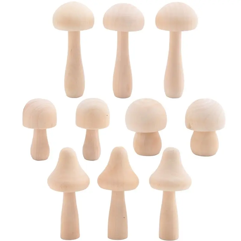 

A93Z 10 штук больших неокрашенных деревянных грибов для творчества и декоративно-прикладного искусства