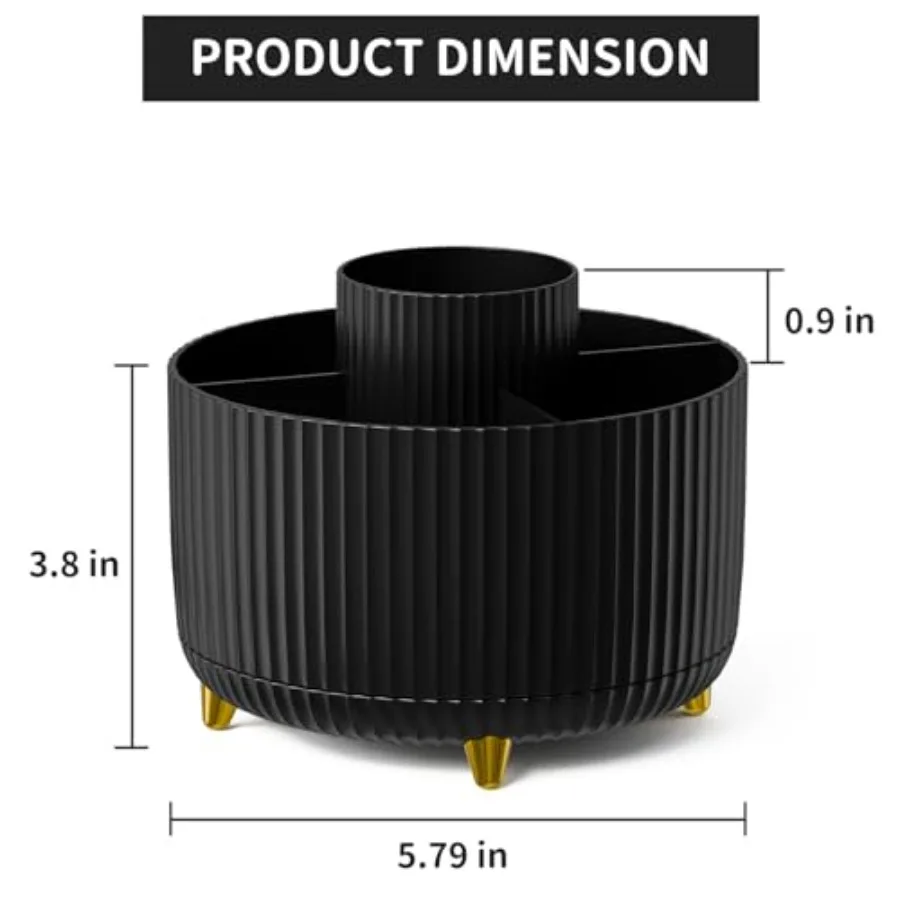 Desk Organizer, 360-Degree Rotating Pen Holder, Desk Organizers and Accessories with 5 Compartments Pencil Holder, Art Supply S - view 5