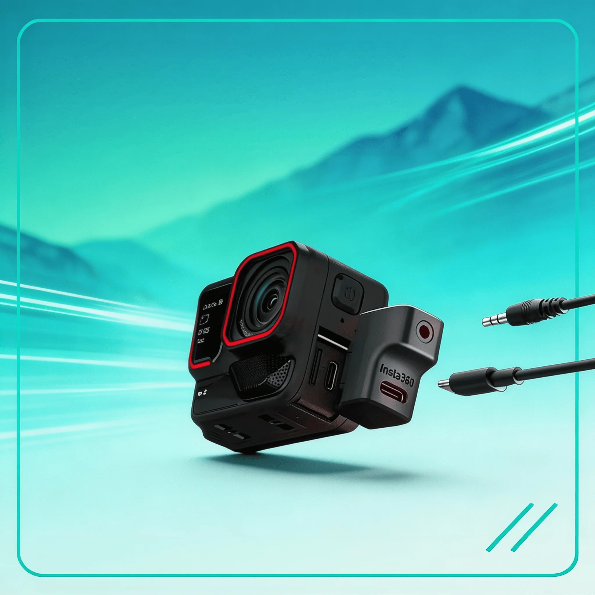 Recording Audio Adapter with 3.5mm Mic Input USB‑C Charging for Insta360 Ace Pro 2 Ace Pro Ace Camera