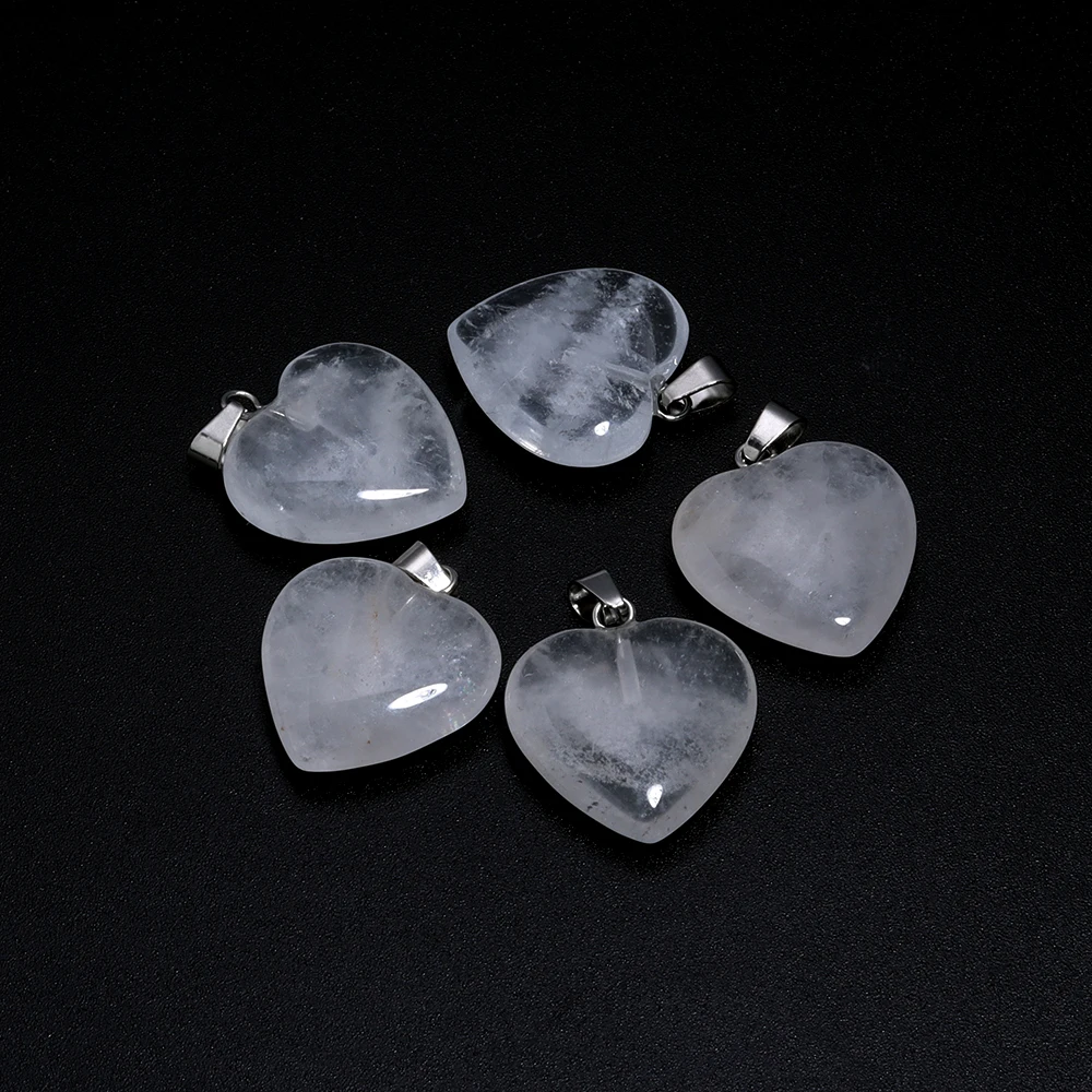 Natural Stone Mix Color Heart Shape Charms for DIY Making