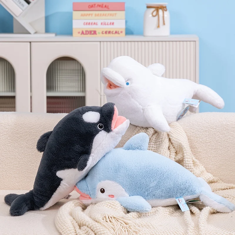 

60cm Happy Ocean Series Plush Toy Cute Blue Dolphin,Killer Whale,Shark,White Whale,Grey Seal Doll Throw Pillow Kid Birthday Gift