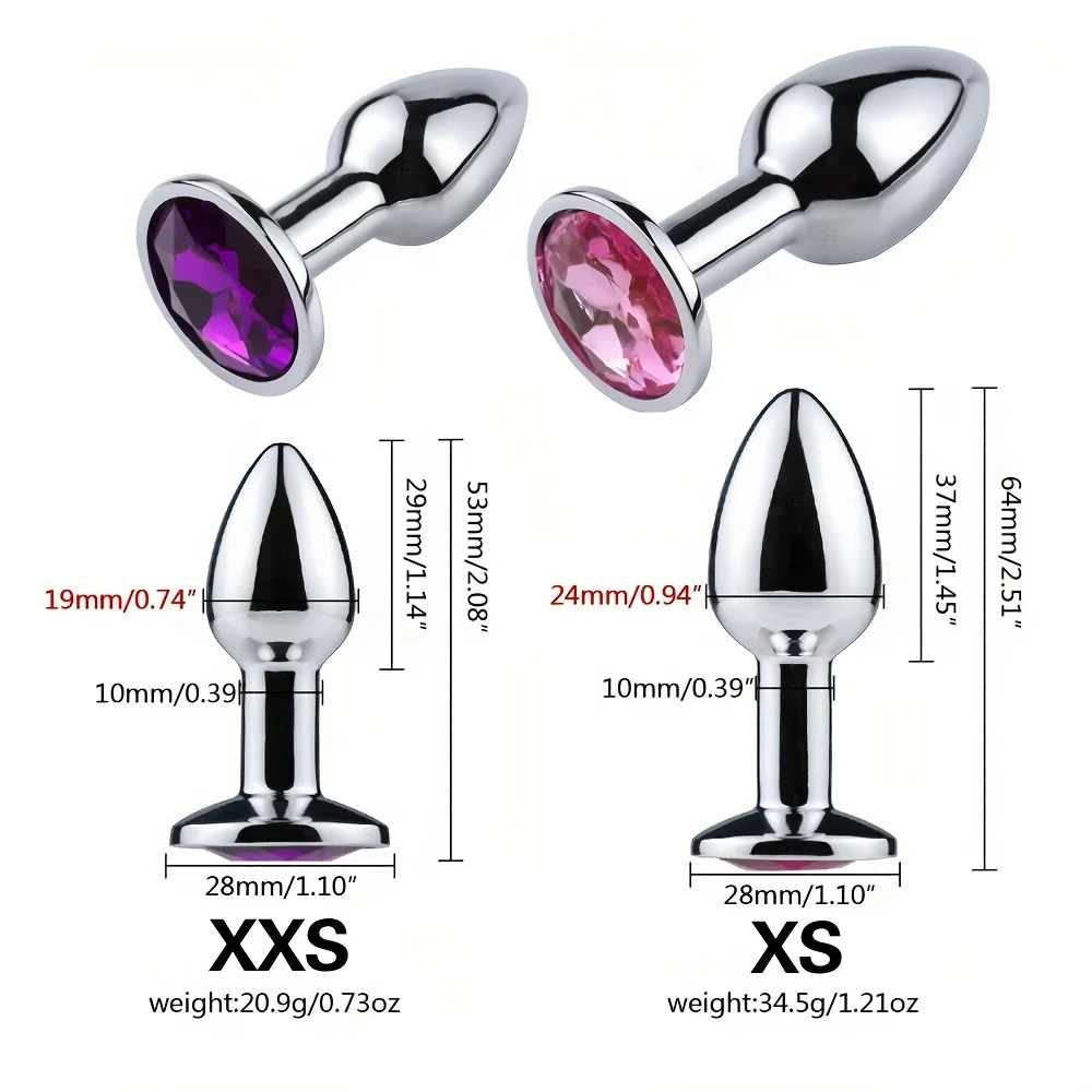 1pc Metal Anal Plug with Jewelry Base Multiple Sizes Butt G-Point Massage Perfect for Adults Sex Toy Smooth Touch Anal Buttplug