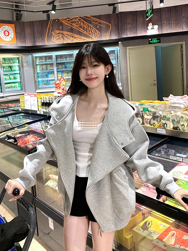 

Очень большая утепленная толстовка с двойной молнией и подкладкой из флиса, осенне-зимняя свободная бейсбольная куртка-бомбер