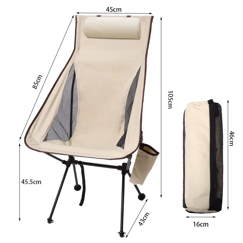 Lichtgewicht opvouwbare campingstoel, aluminium frame, 600D stof, 330 lbs draagvermogen, eenvoudige montage zonder gereedschap voor toerisme, vissen en strand.