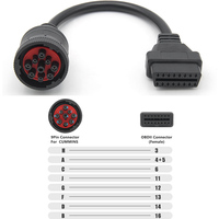 J1939 for Cummins 9 Pin Diesel to OBD 2 16Pin Female  OBD to OBD2 Connector Truck Diagnostic  Cable Tool Support for Old Vehicle