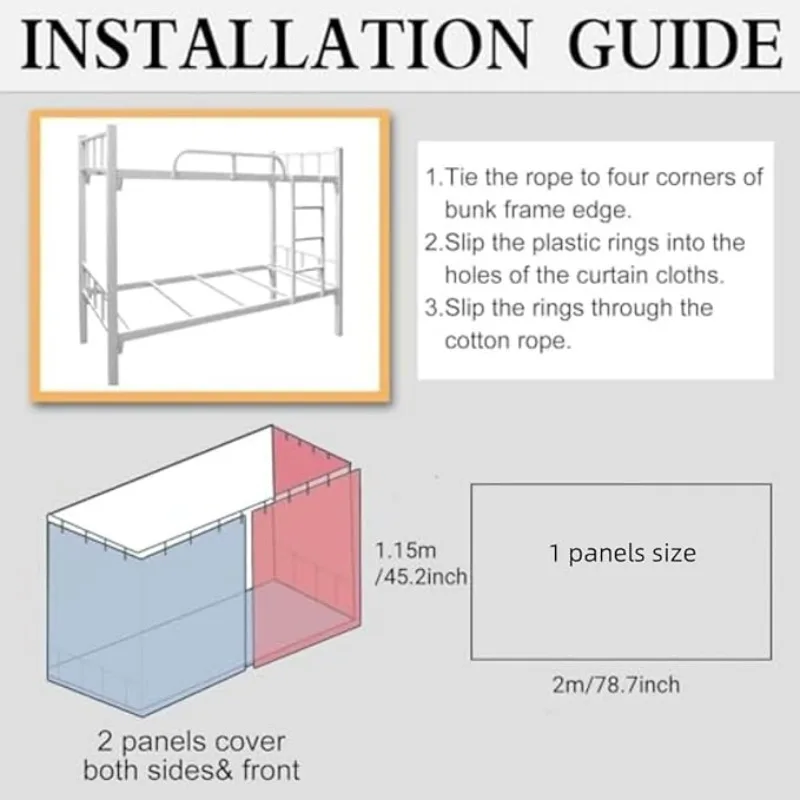 1/2PCS New Upgraded Thicken Blackout Bed Curtain Table Partition Screen Mosquito Proof Canopy for Student Dorm Bedroom 2m Long view 6
